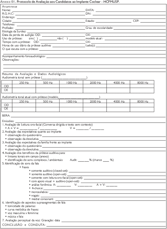 Protocolos de Anamnese e Avaliação Fonoaudiológica