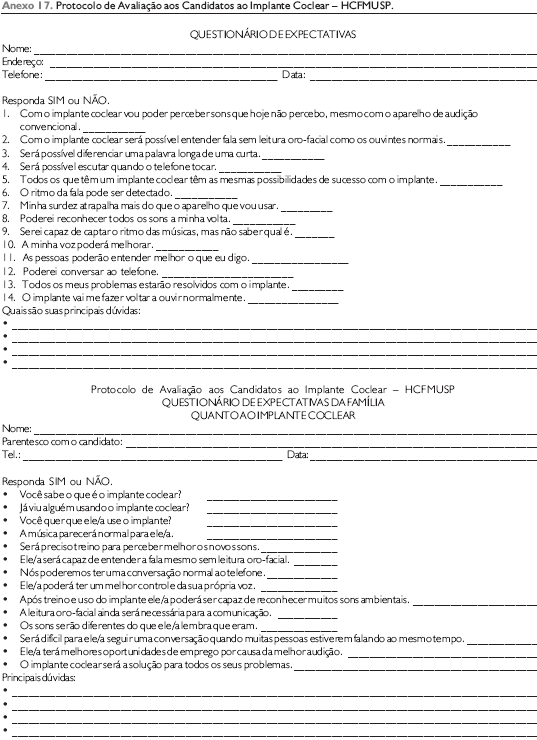 Protocolos de Anamnese e Avaliação Fonoaudiológica